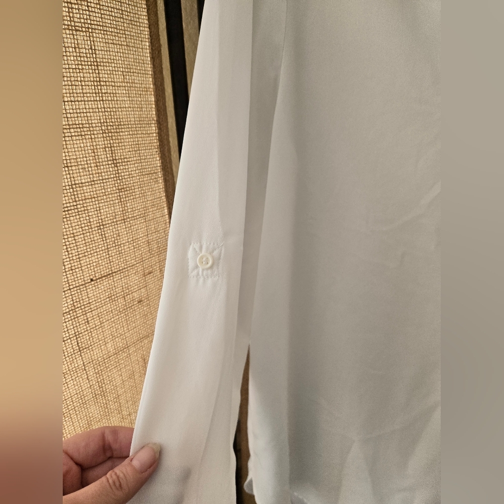 Women's White Pleione Sheer Blouse Sizearge - Picture 4 of 12